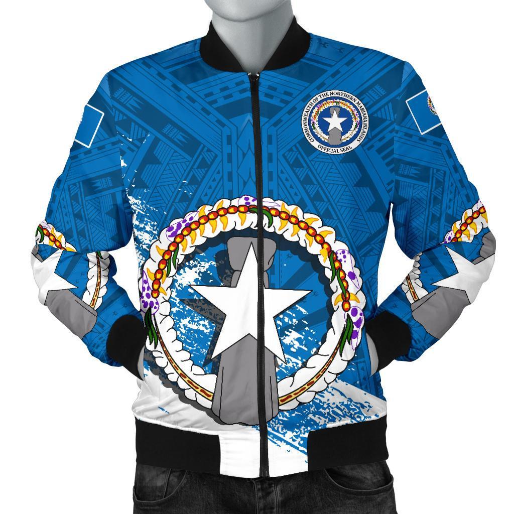 Northern Mariana Islands Special Men's Bomber Jacket Black - Polynesian Pride