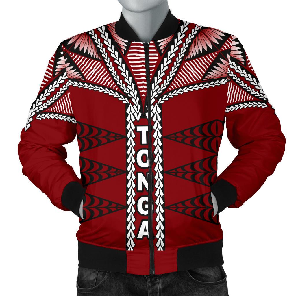 Tonga Polynesian Men's Bomber Jacket - Tongan Ngatu Pattern - Polynesian Pride