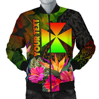 Wallis and Futuna Polynesian Personalised Men's Bomber Jacket - Hibiscus and Banana Leaves Reggae - Polynesian Pride