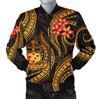Samoa Polynesian Men Bomber Jacket - Gold Plumeria - Polynesian Pride