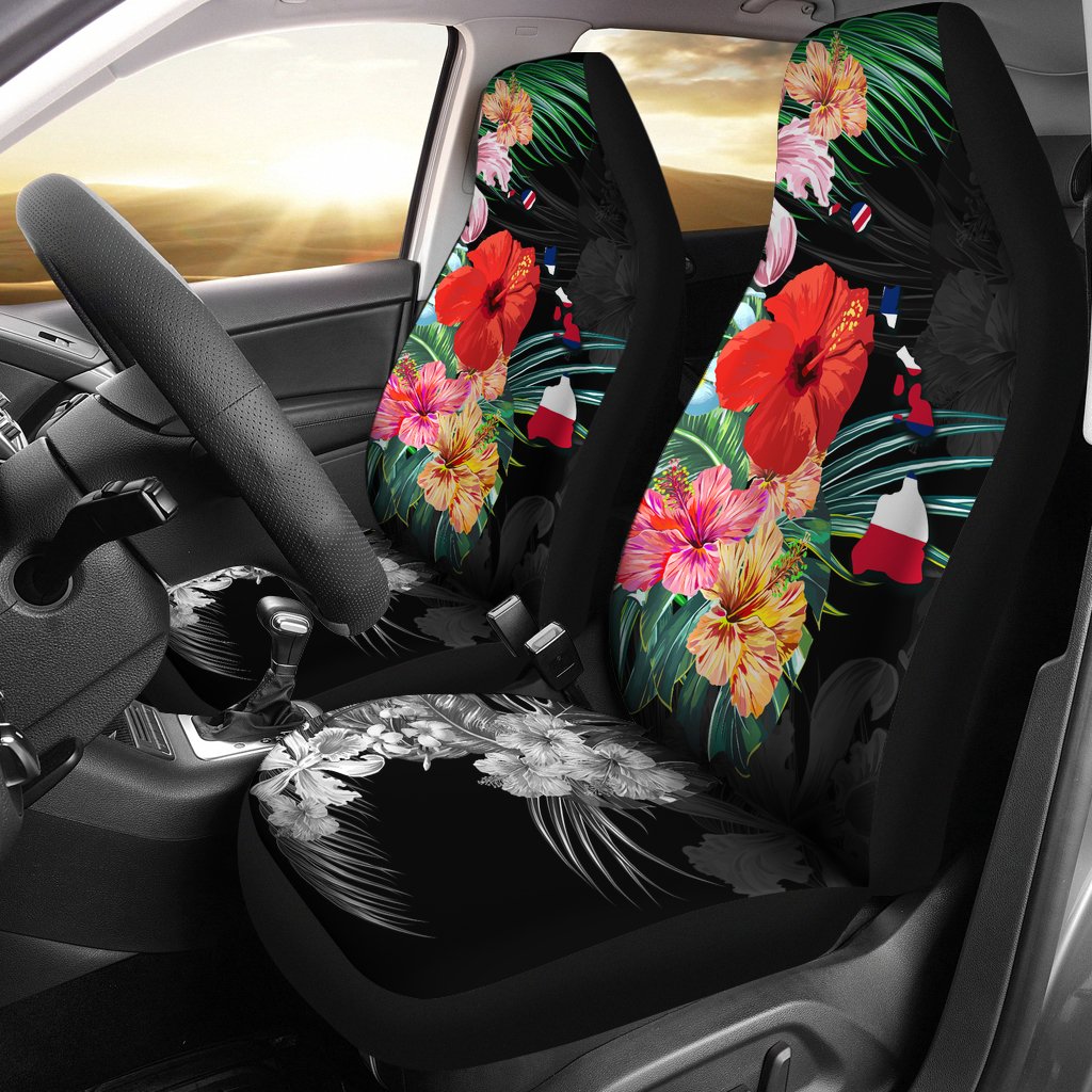 Hawaii Car Seat Covers - Hawaii Map Hibiscus - Polynesian Pride