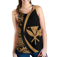 Kanaka Hawaii Map Gold Polynesian Women's Racerback Tank - Polynesian Pride
