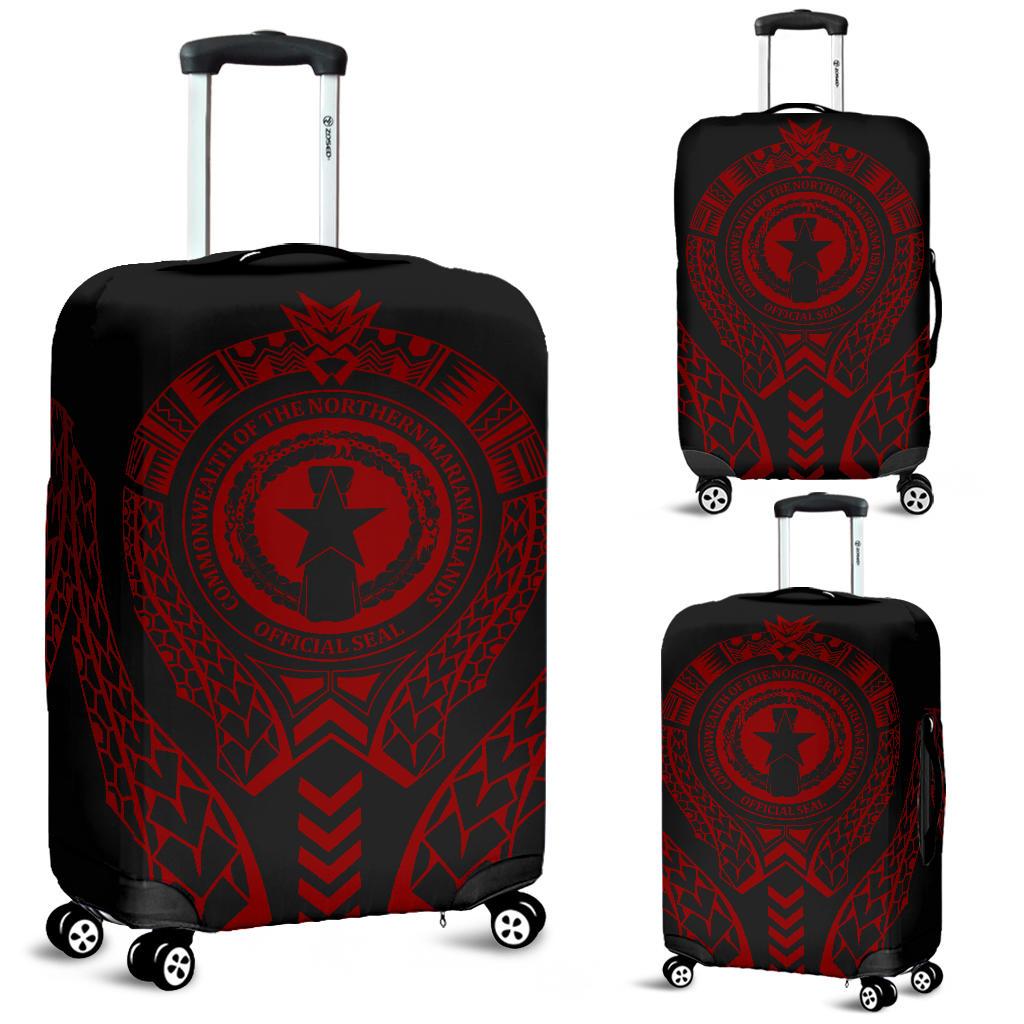Northern Mariana Islands Luggage Cover - Micronesian Tribal Red Red - Polynesian Pride
