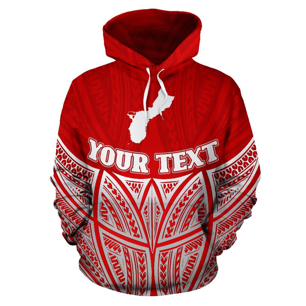 Guam Polynesian Custom Hoodie Red Pride Map nd Seal - Polynesian Pride