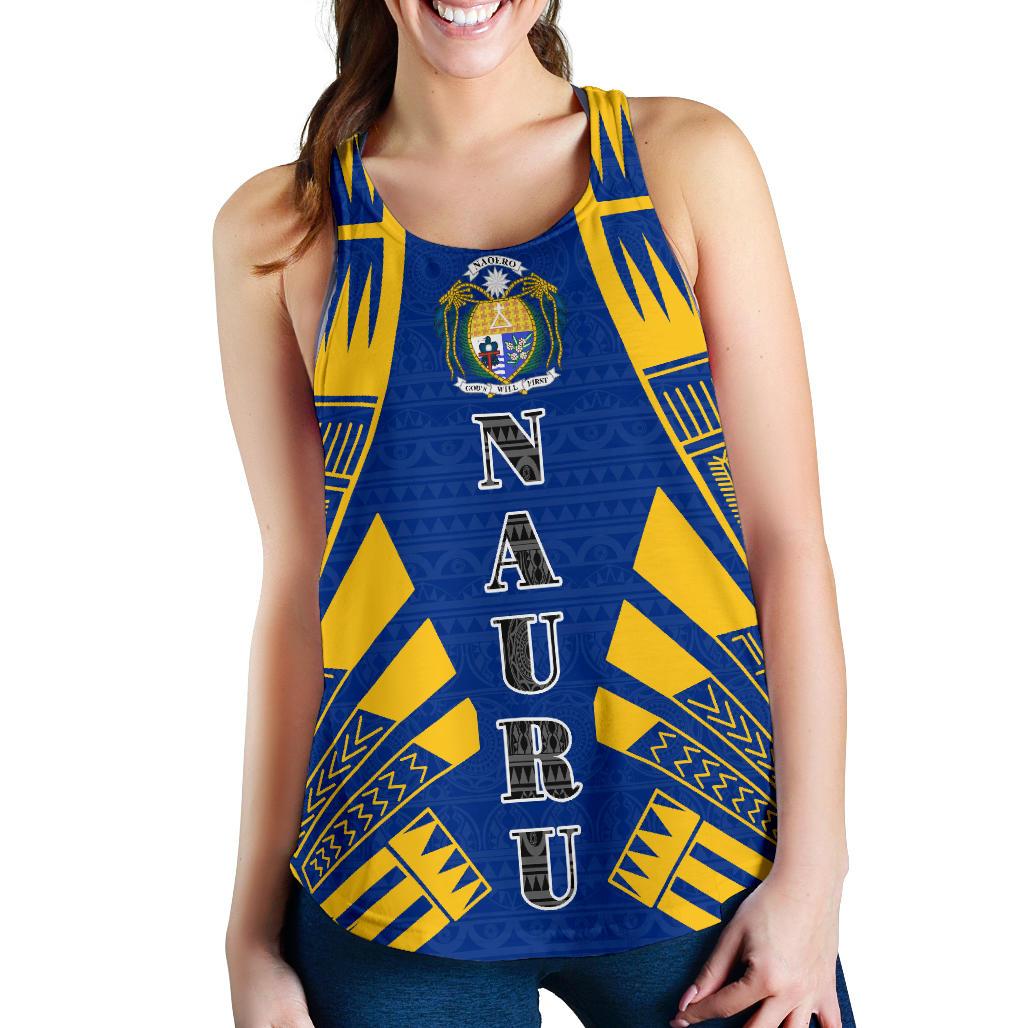 Nauru Women Racerback Tank - Polynesian Tattoo Flag White - Polynesian Pride
