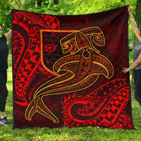 Fiji Premium Quilt - Red Shark Polynesian Tattoo Red - Polynesian Pride