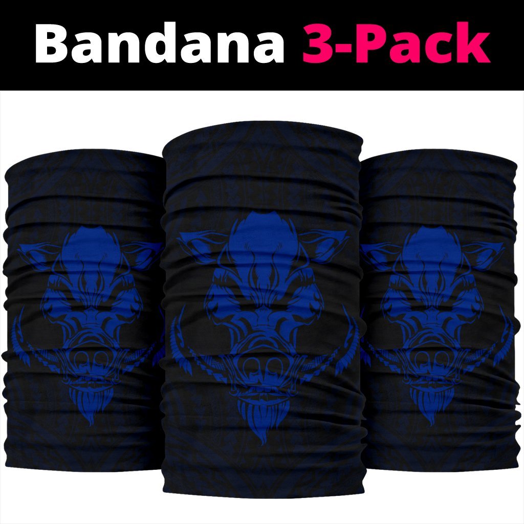 Hawaii Wild Boar Kamapua'a Polynesian Bandana 3-Pack - Blue - Polynesian Pride