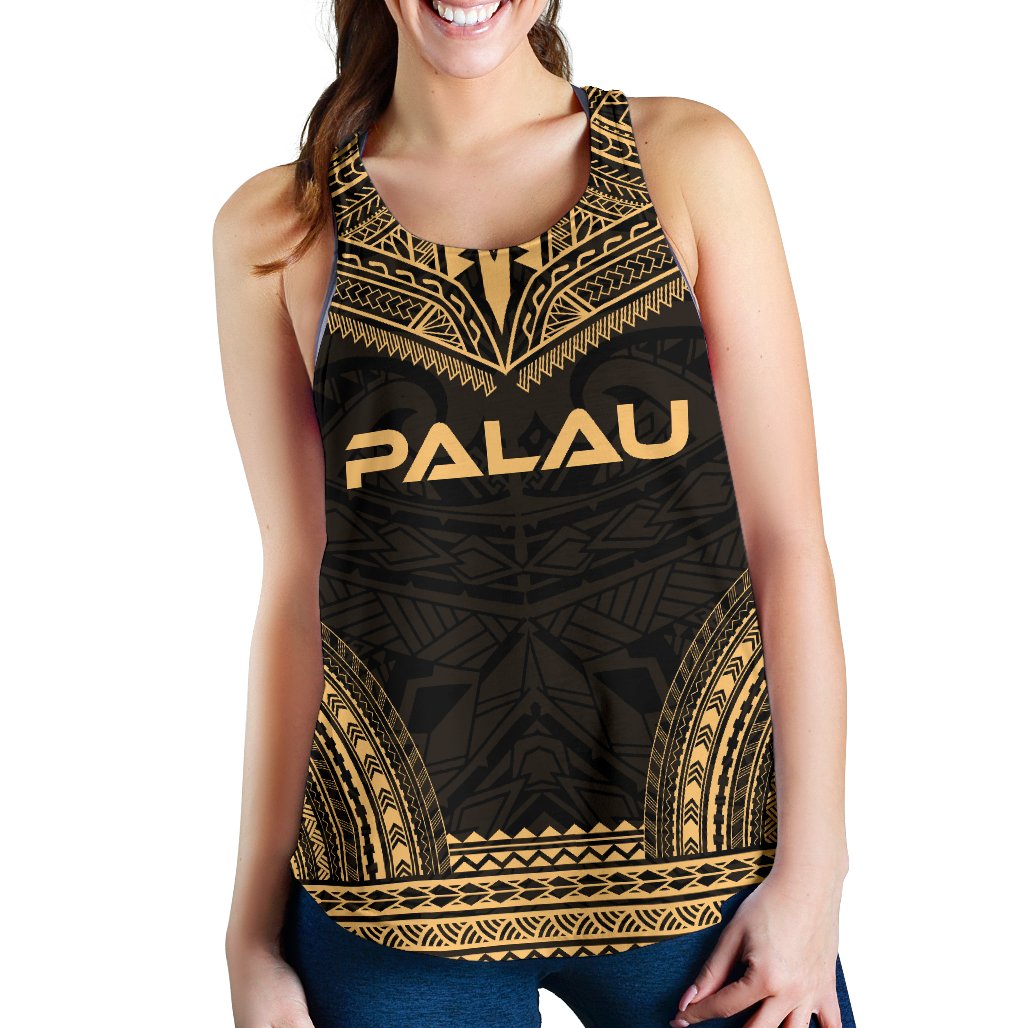 Palau Women's Racerback Tank - Polynesian Chief Gold Version Gold - Polynesian Pride
