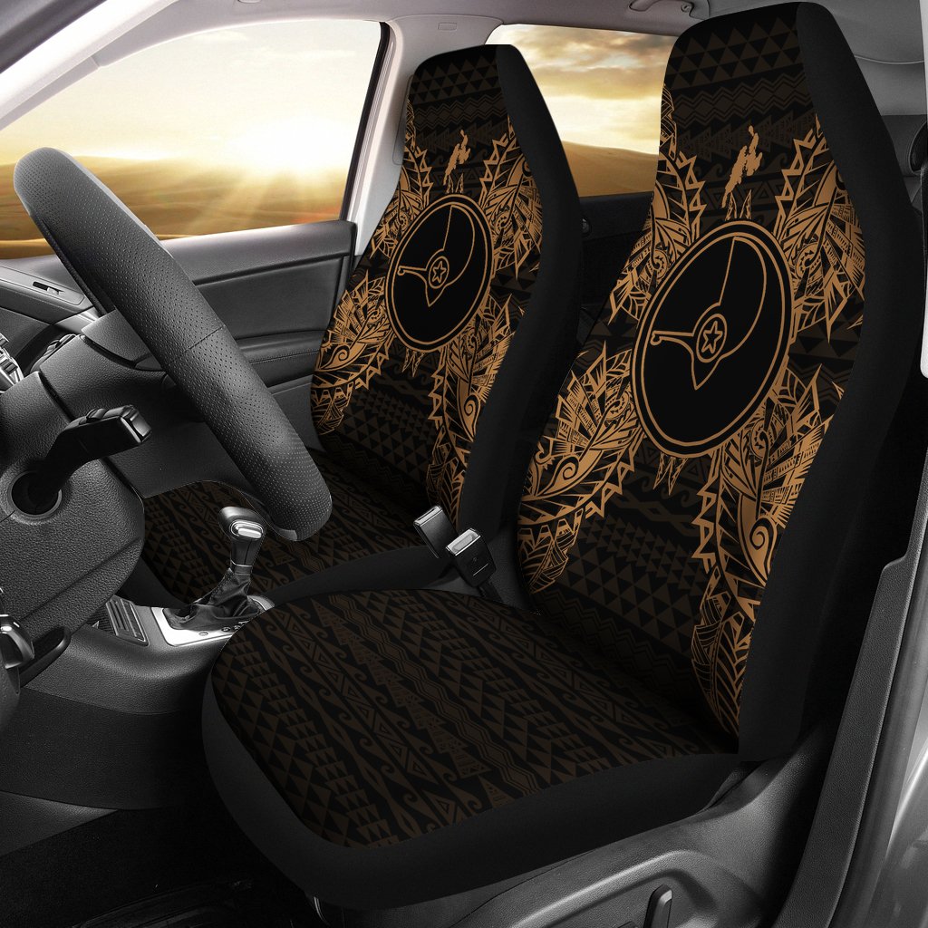 Yap Car Seat Cover - Yap Flag Map Gold Universal Fit Gold - Polynesian Pride