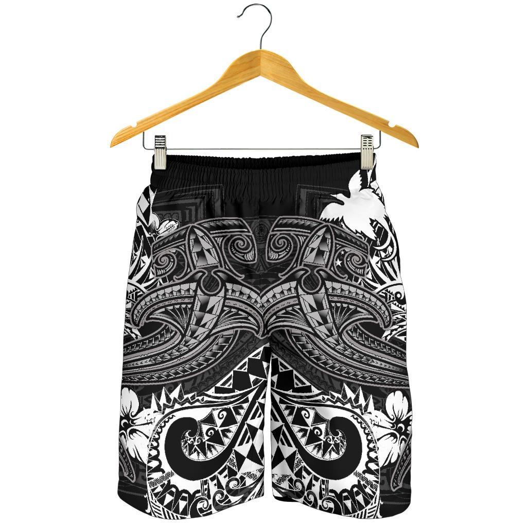 Papua New Guinea Men's Shorts - White Shark Polynesian Tattoo - Polynesian Pride