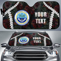 Federated States of Micronesia Custom Personalised Auto Sun Shades - Chain Polynesian Auto Sun Shade Universal Fit BLACK - Polynesian Pride