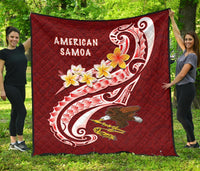 American Samoa Premium Quilt - AS Seal Polynesian Patterns Plumeria - Polynesian Pride