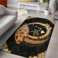Hawaii Turtle Hibiscus Corner Map Polynesian Area Rug AH Rug Gold - Polynesian Pride