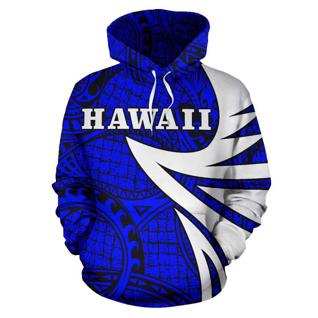 Hawaii Turtle Polynesian Hoodie Blue Warrior Style - Polynesian Pride