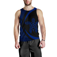 Hawaii Turtle Polynesian Men's Tank Top - Circle Style - Blue AH - Polynesian Pride