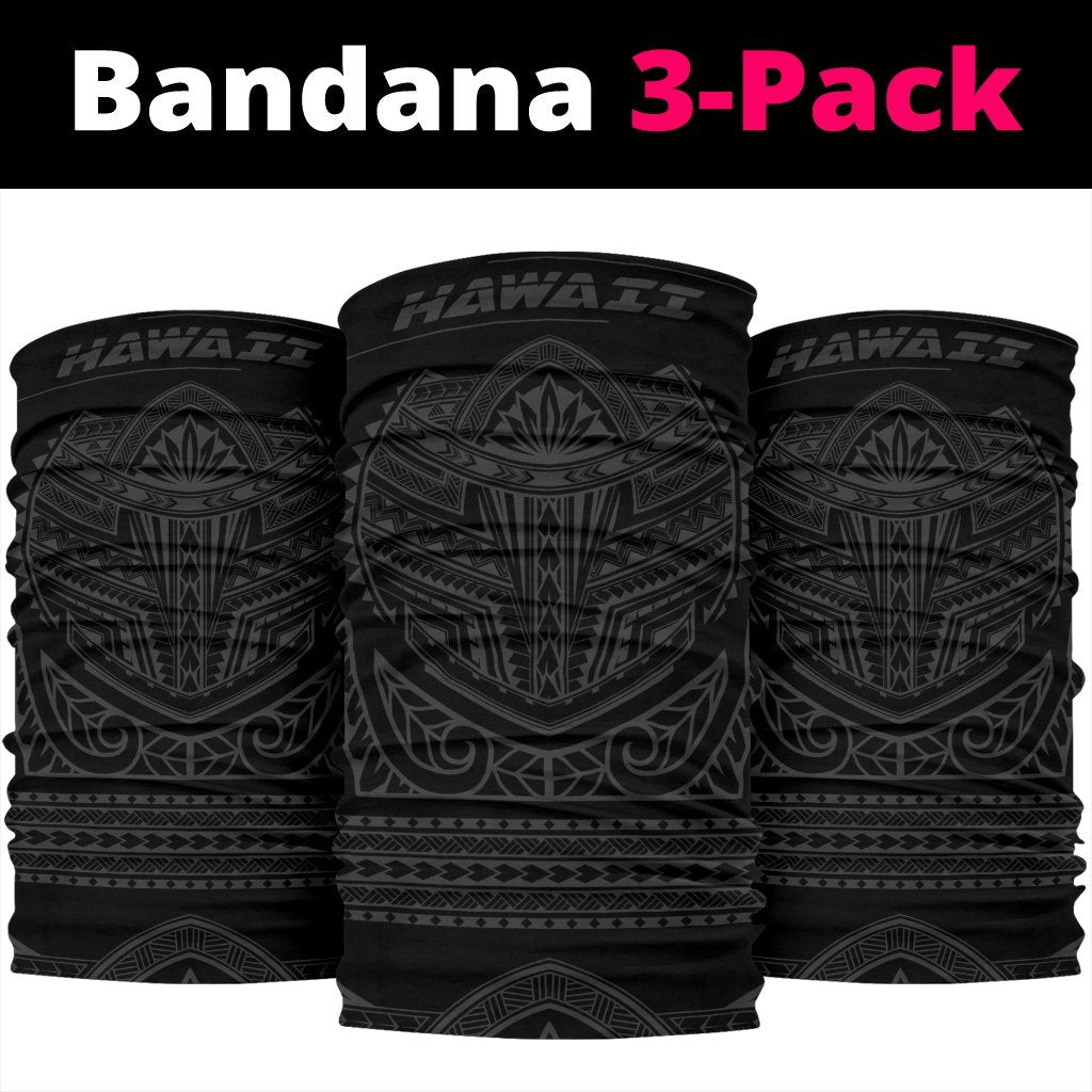Hawaiian Kanaka Map Bandana 3 - Pack Attack Warrior Gray - Polynesian Pride