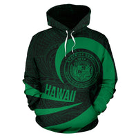 Hawaii Coat of Arms Roll In My Heart Hoodie Green - Polynesian Pride