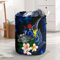 Cook Islands Polynesian Laundry Basket - Turtle With Plumeria Flowers One Style One Size Blue - Polynesian Pride