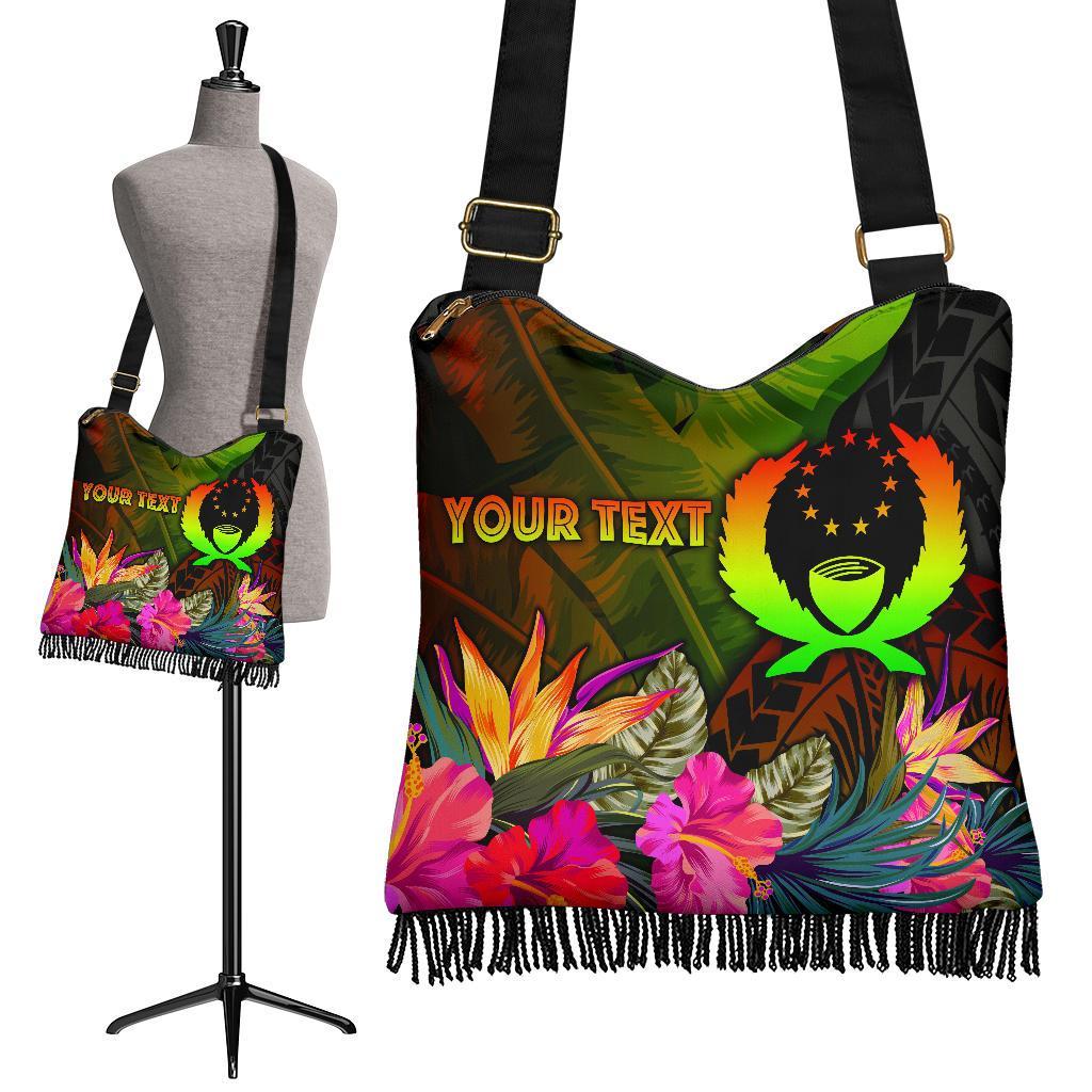 Pohnpei Polynesian Personalised Crossbody Boho Handbag - Hibiscus and Banana Leaves - Polynesian Pride
