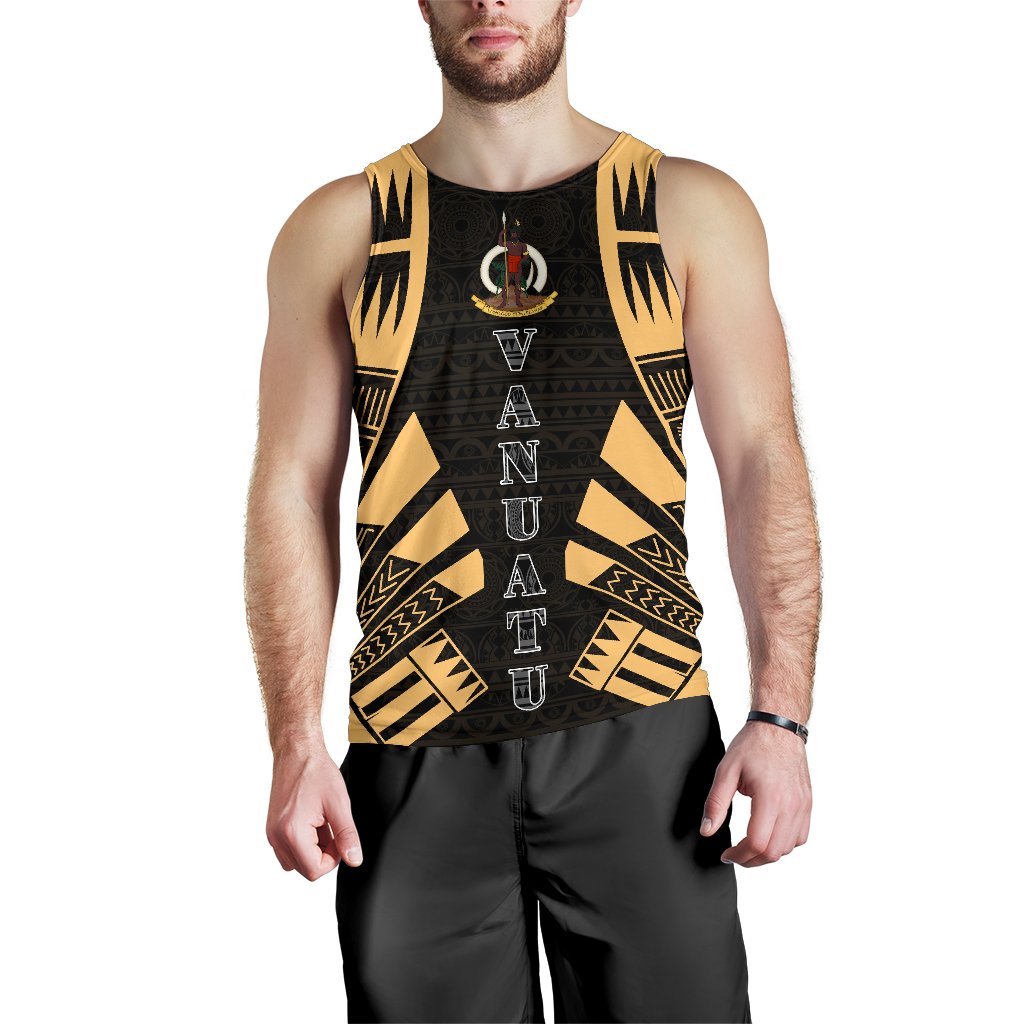 Vanuatu Men Tank Top - Polynesian Tattoo Gold Gold - Polynesian Pride