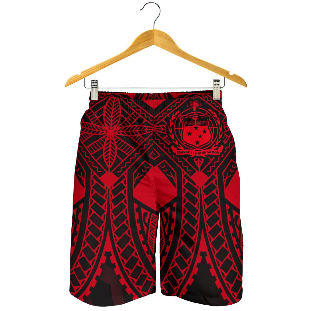 Samoa Polynesian Men's Shorts - Samoa Red Seal with Polynesian Tattoo - Polynesian Pride