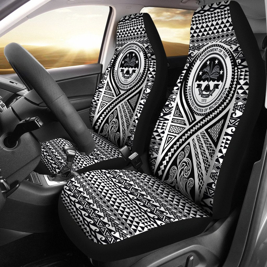 FSM Car Seat Cover - F S M Seal Polynesian Tattoo Black Universal Fit Black - Polynesian Pride
