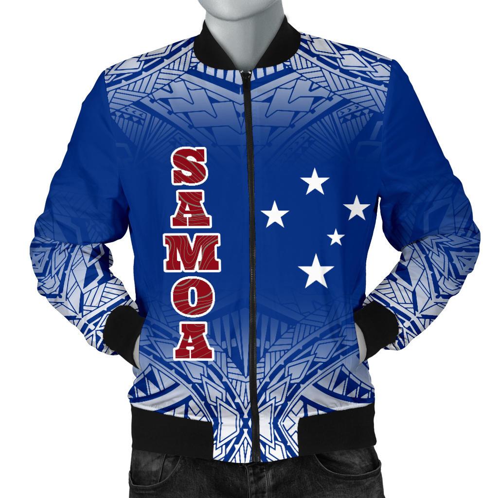 Samoa Men's Bomber Jacket - Polynesian Fog Blue Blue - Polynesian Pride