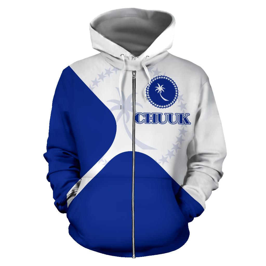 Chuuk States All Over Zip up Hoodie Flag Triangular Style - Polynesian Pride