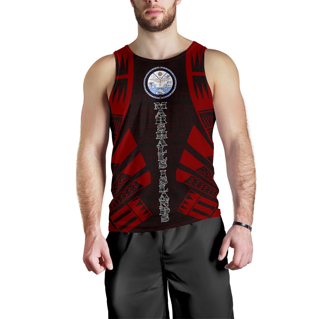 Marshall Islands Men Tank Top - Polynesian Tattoo Red Red - Polynesian Pride