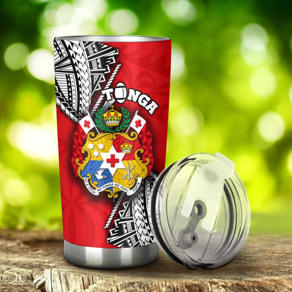 (Custom Personalised) Tonga Rugby Tumbler Polynesian Style Pinwheel - Custom Text and Number - Polynesian Pride