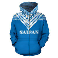 Saipan All Over Zip up Hoodie Blue Version - Polynesian Pride