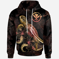 Hawaii Polynesian Hoodie Turtle With Blooming Hibiscus Gold Unisex Gold - Polynesian Pride