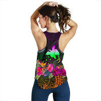 Papua New Guinea Personalised Women's Racerback Tank - Summer Hibiscus - Polynesian Pride