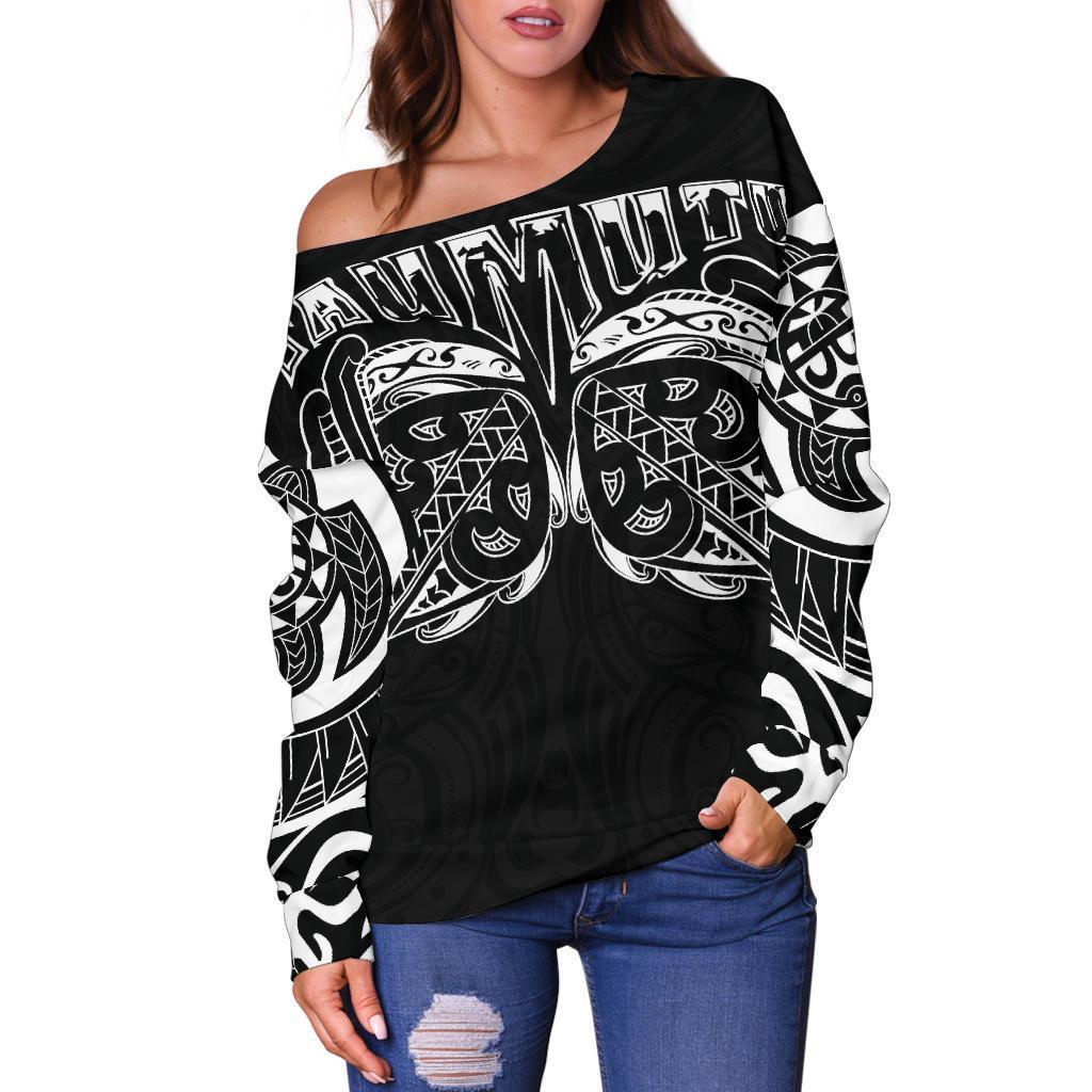 New Zealand Off Shoulder Sweater, Maori Taumutu Tattoo - Polynesian Pride