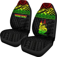 New Caledonia Custom Personalised Car Seat Covers - New Caledonia Reggae Coat Of Arms Polynesian Tattoo - Polynesian Pride