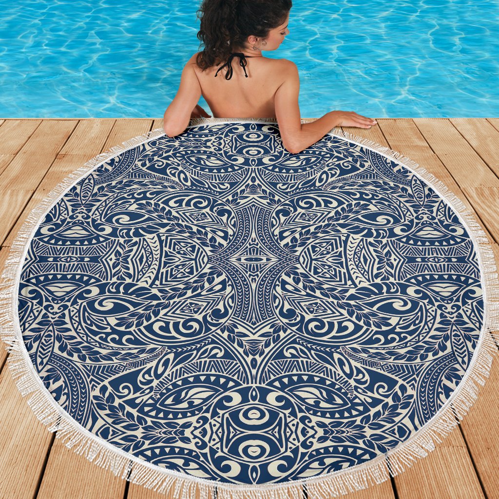 Polynesian Tribal Beach Blanket Blue - Polynesian Pride