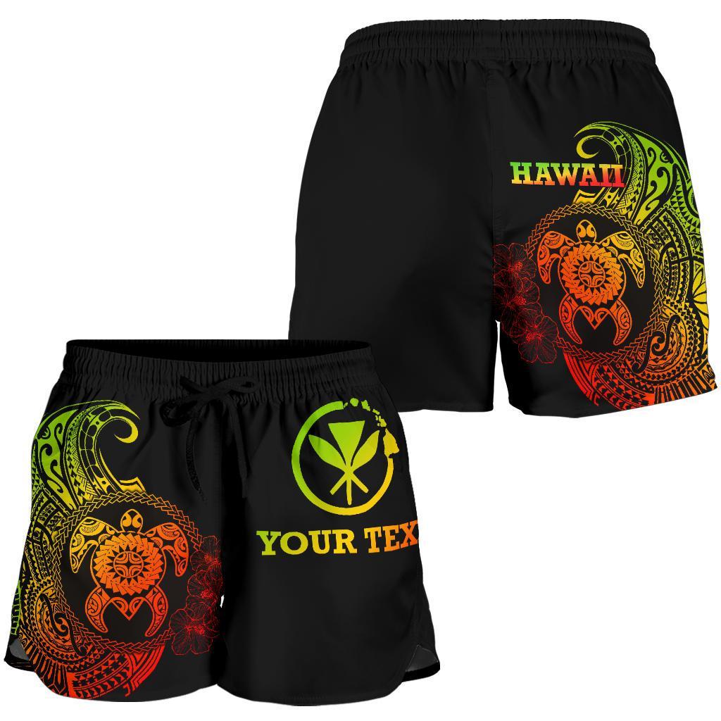 Hawaii Polynesian Personalised Women's Shorts - Vintage Polynesian Turtle (Reggae) - Polynesian Pride