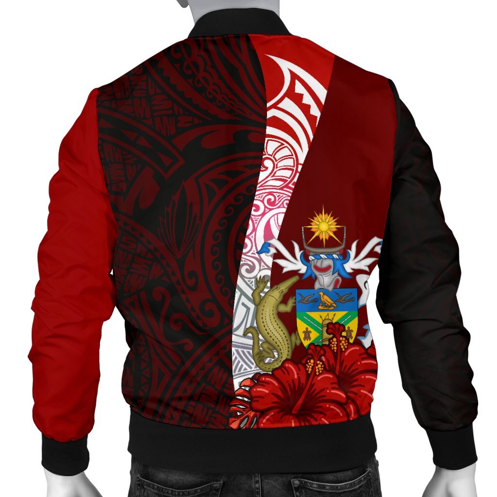 Polynesian Custom Personalised Men's Bomber Jacket - Coat Of Arm With Hibiscus - Polynesian Pride