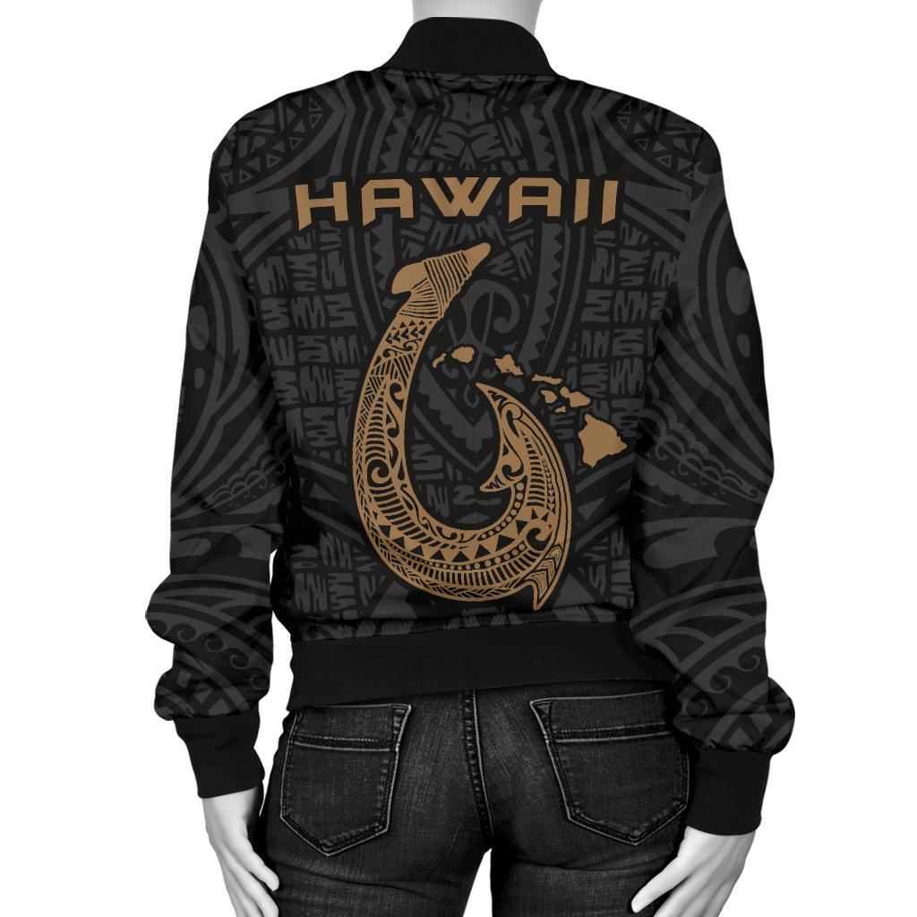Hawaii Warrior And Hook Women's Bomber Jacket - Polynesian Pride
