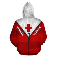 Tonga Hoodie Tonga Coat of Arms Flag With Straight Zipper Style 2.02 - Polynesian Pride