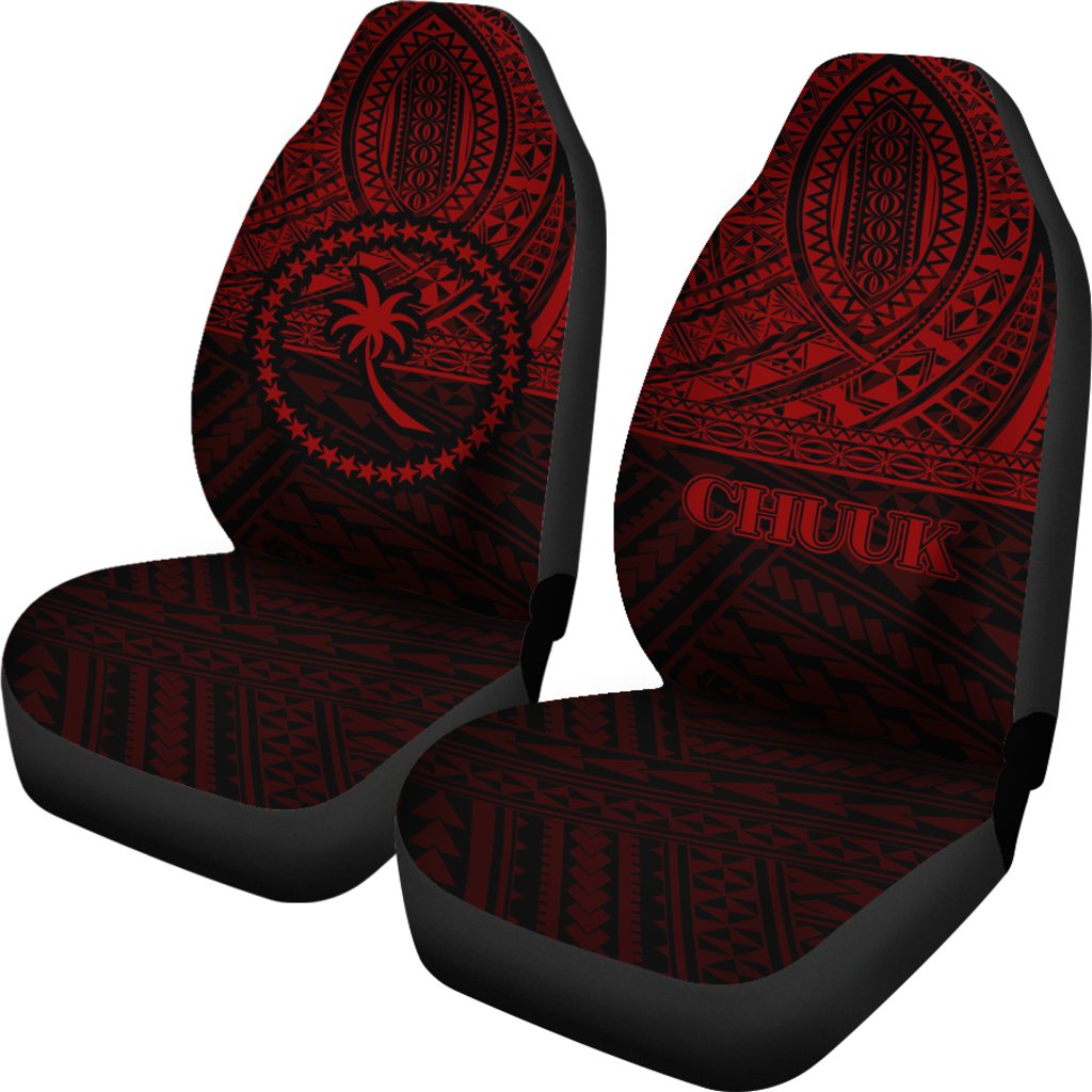 Chuuk Car Seat Covers - Chuuk Flag Black Red Version - Polynesian Pride