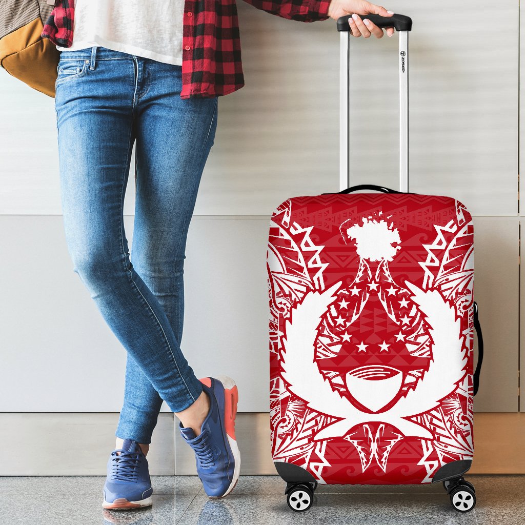 Pohnpei Polynesian Luggage Covers Map Red White - Polynesian Pride