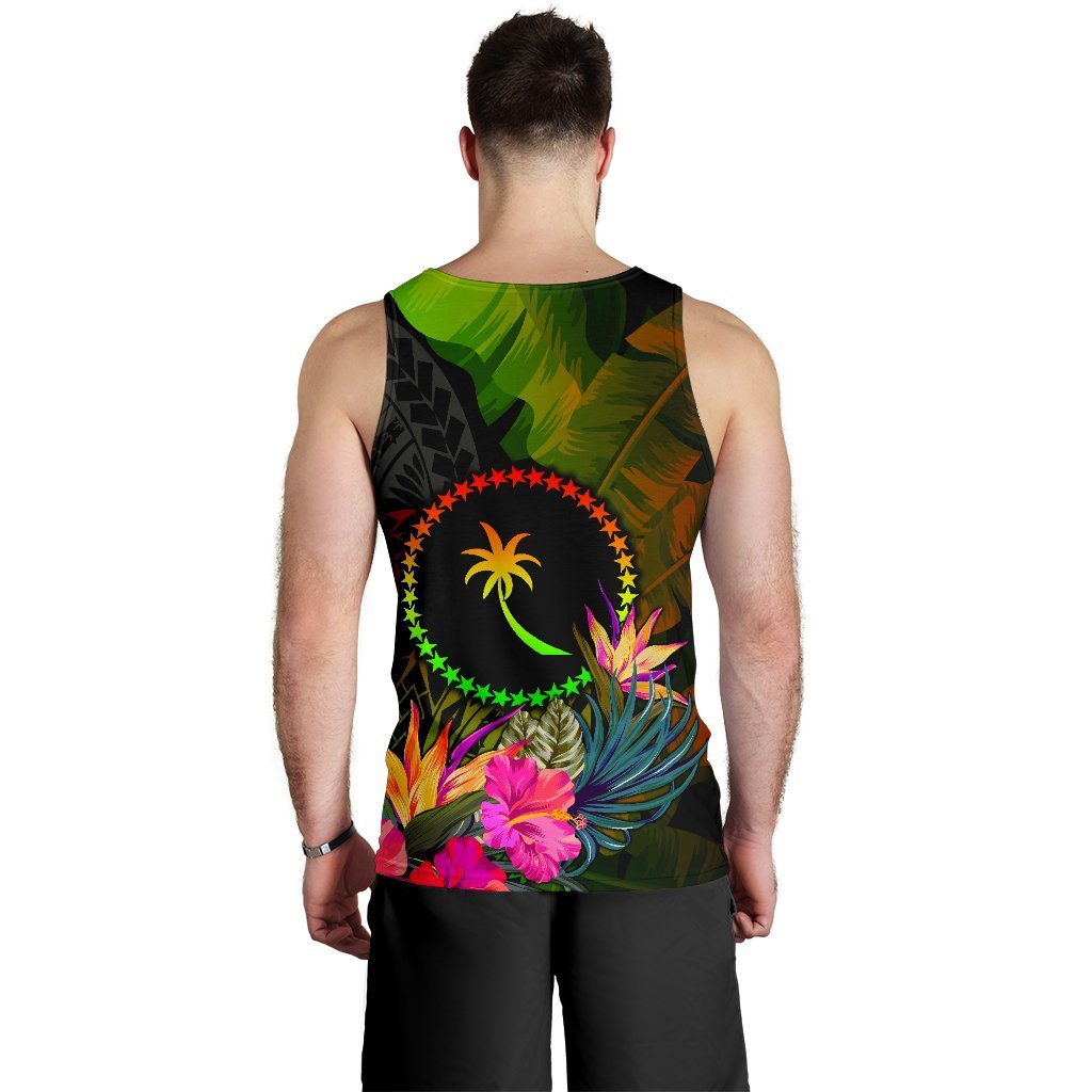Chuuk Polynesian Men's Tank Top - Hibiscus and Banana Leaves - Polynesian Pride