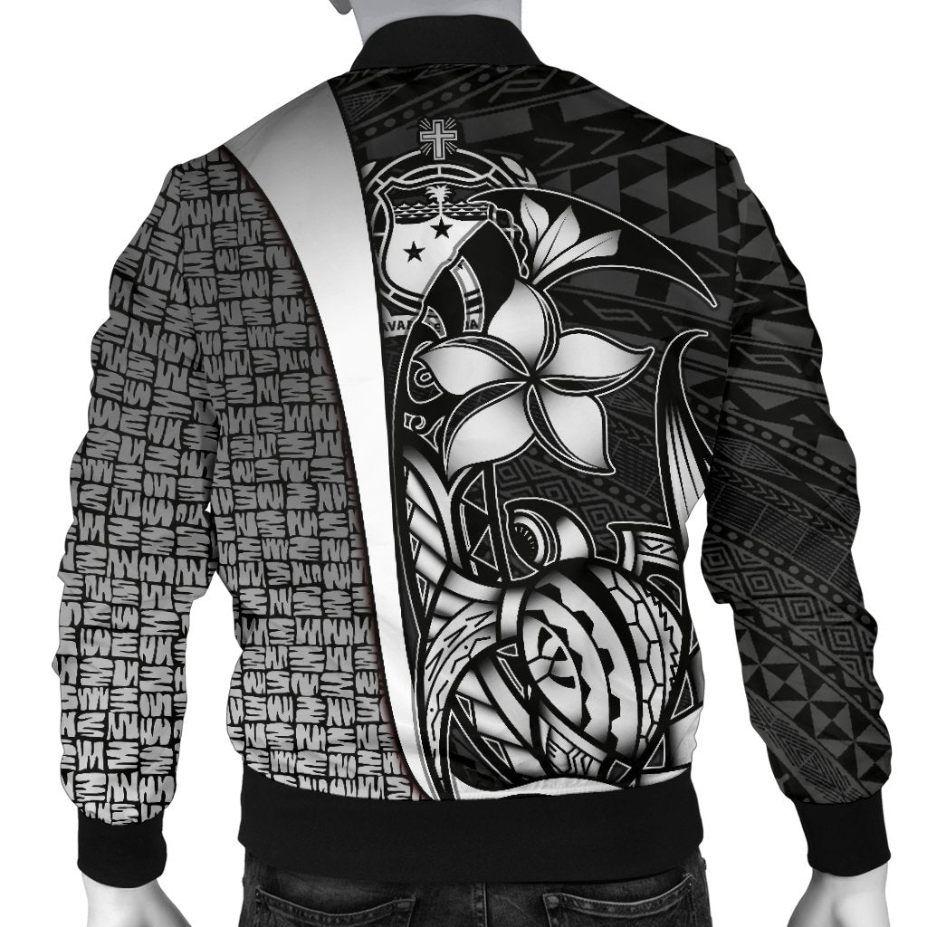 Samoa Polynesian Men's Bomber Jackets White - Turtle With Hook - Polynesian Pride