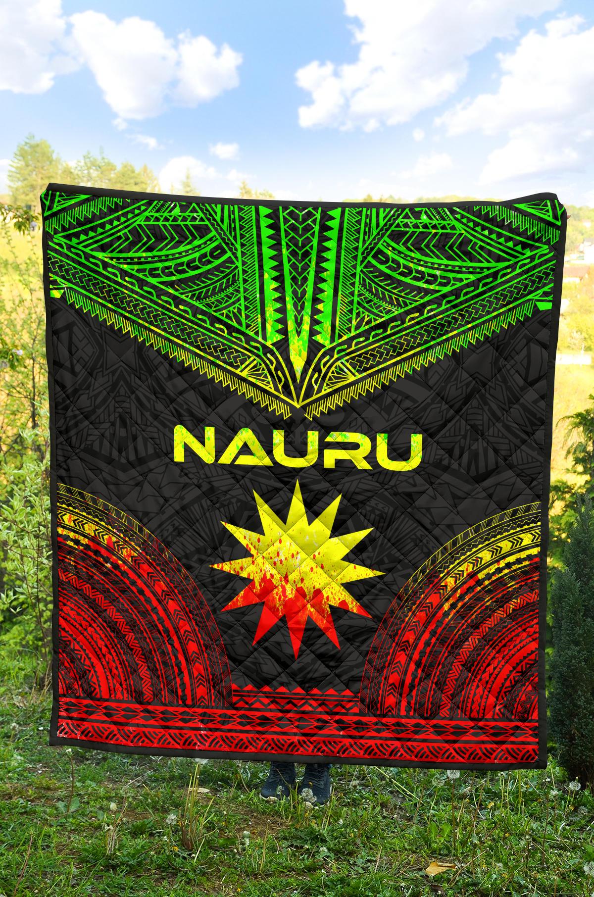 Nauru Premium Quilt - Nauru Flag Polynesian Chief Reggae Version - Polynesian Pride