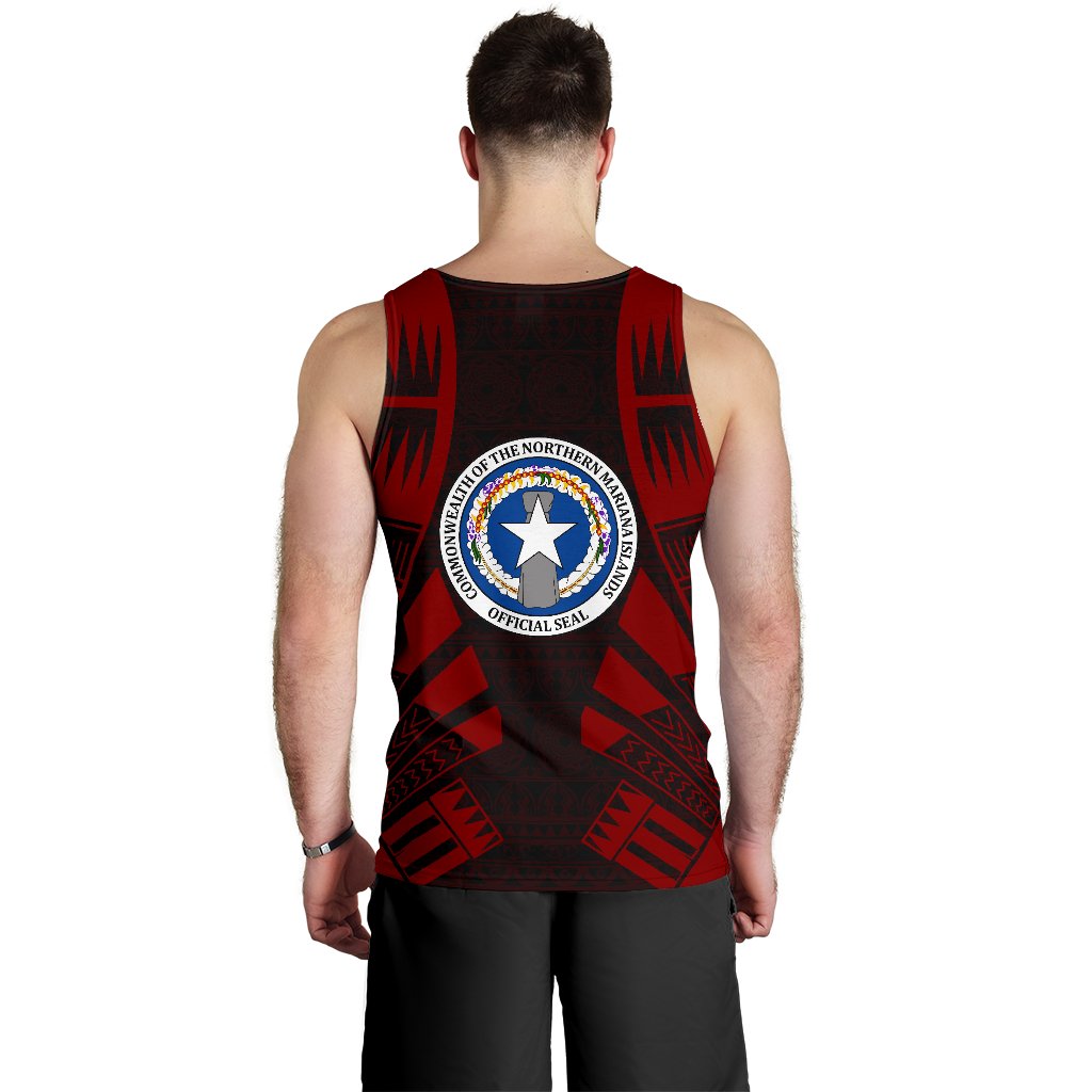 Northern Mariana Islands Men Tank Top - Polynesian Tattoo Red - Polynesian Pride