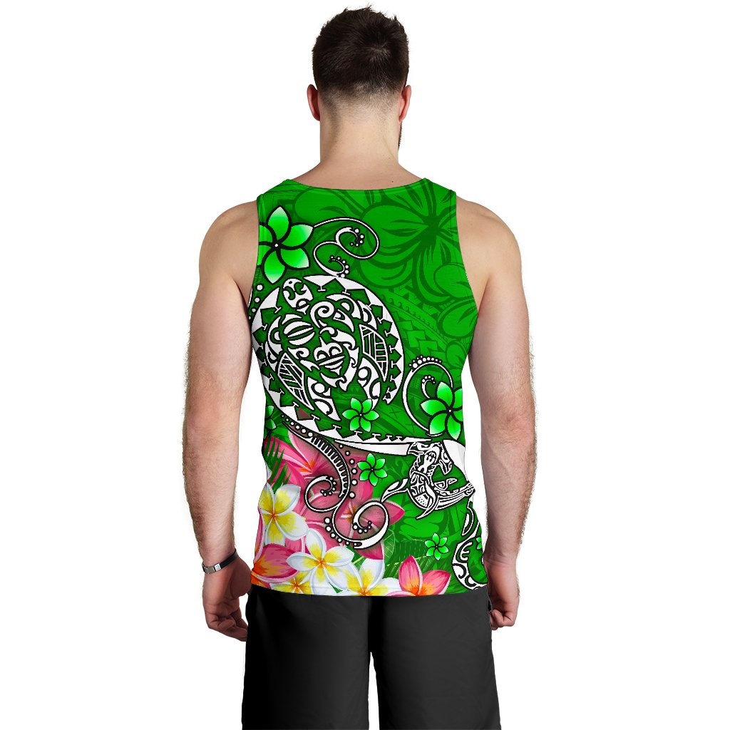 Polynesian Men's Tank Top - Turtle Plumeria Green Color - Polynesian Pride