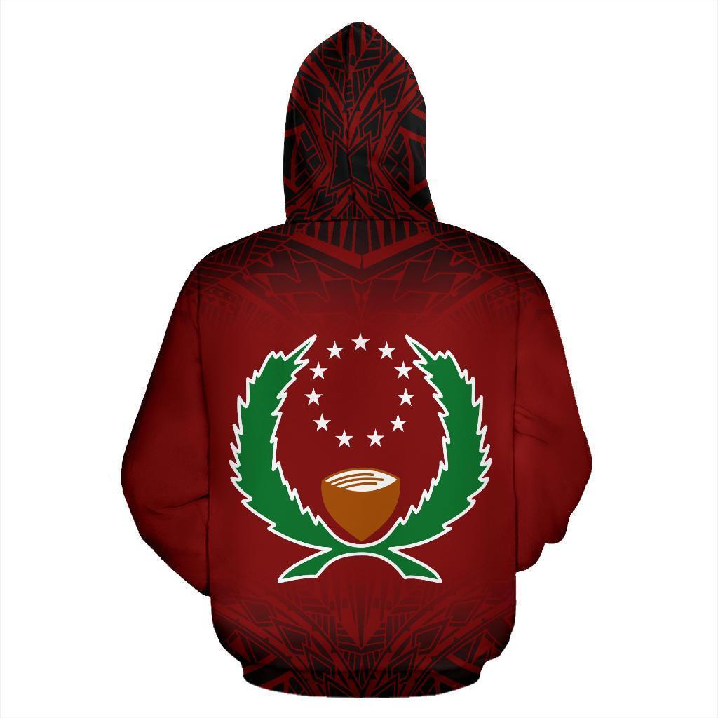 Pohnpei All Over Zip up Hoodie Red Fog Style - Polynesian Pride
