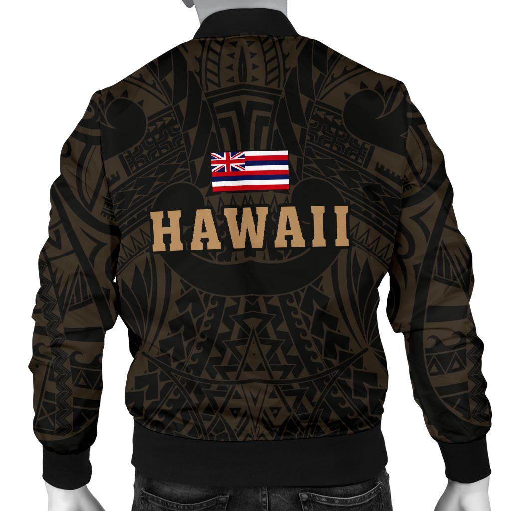 Hawaii Wild Boar Kamapua'a Men's Bomber Jacket - Gold - Hawaiian Mythology Style - Polynesian Pride