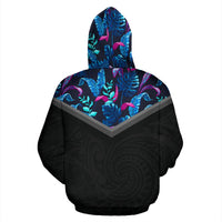 Hawaiian Pattern Vintage Hoodie Blue Palm Tree - Polynesian Pride